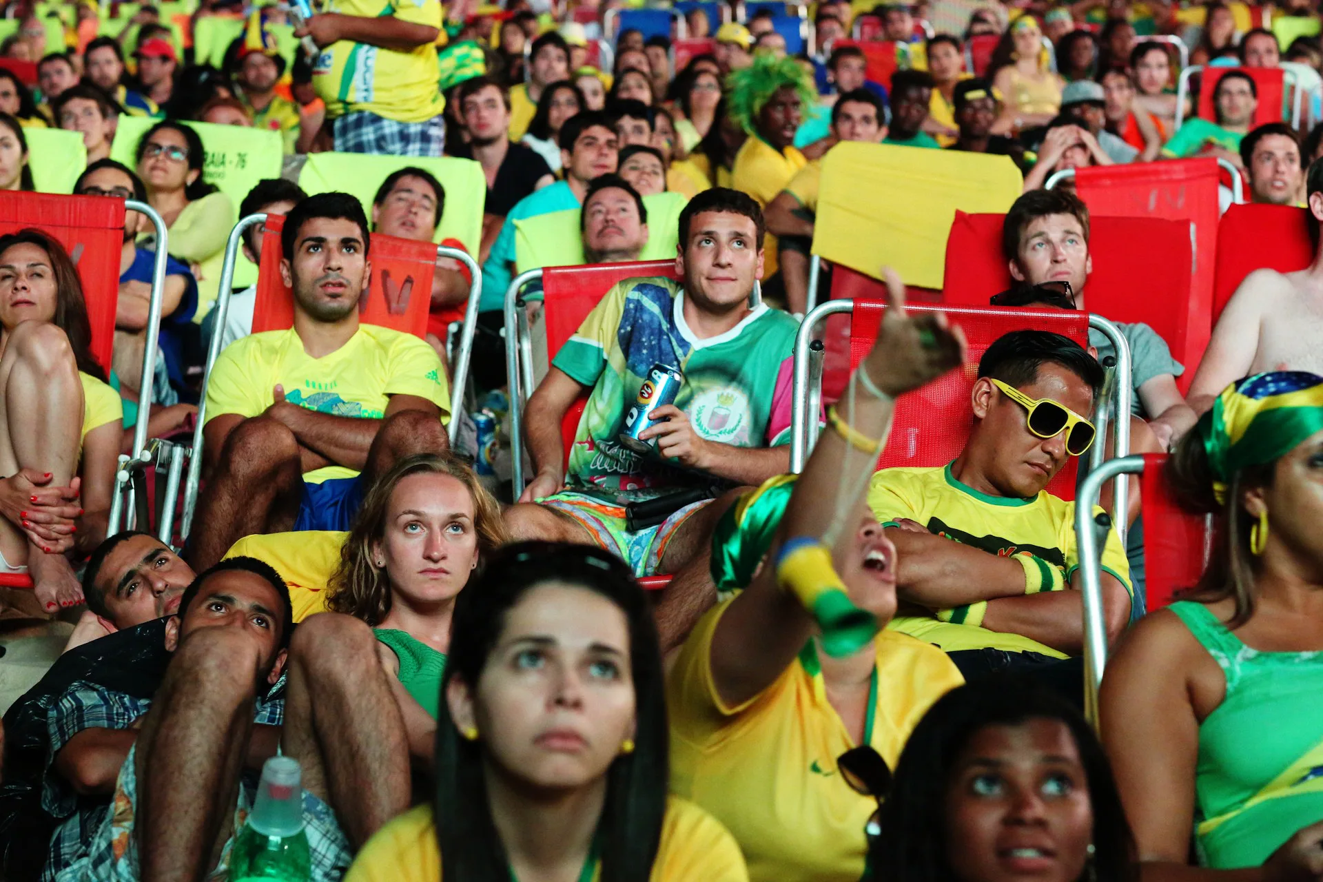 The excitement of watching Brazil play is all too much for one fan. He only woke up when Brazil scored.